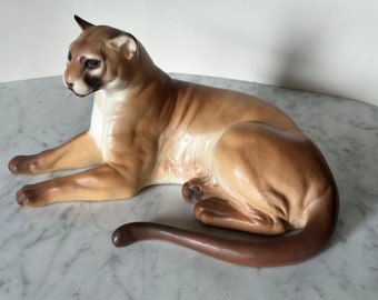 Mountain Lion Statue by Hagen Renaker Designer Workshop vintage ceramic figurine