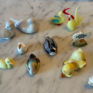 Vintage Mini Bird Figurines Ceramic  - Duck, dove, chicken, duckling, goose.. cute and tiny! Fairy house decor or terrarium. Antique animal