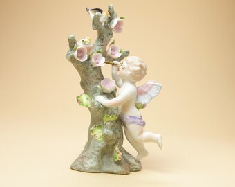 Lefton Angel Figurine Climbing Tree - Vintage Porcelain