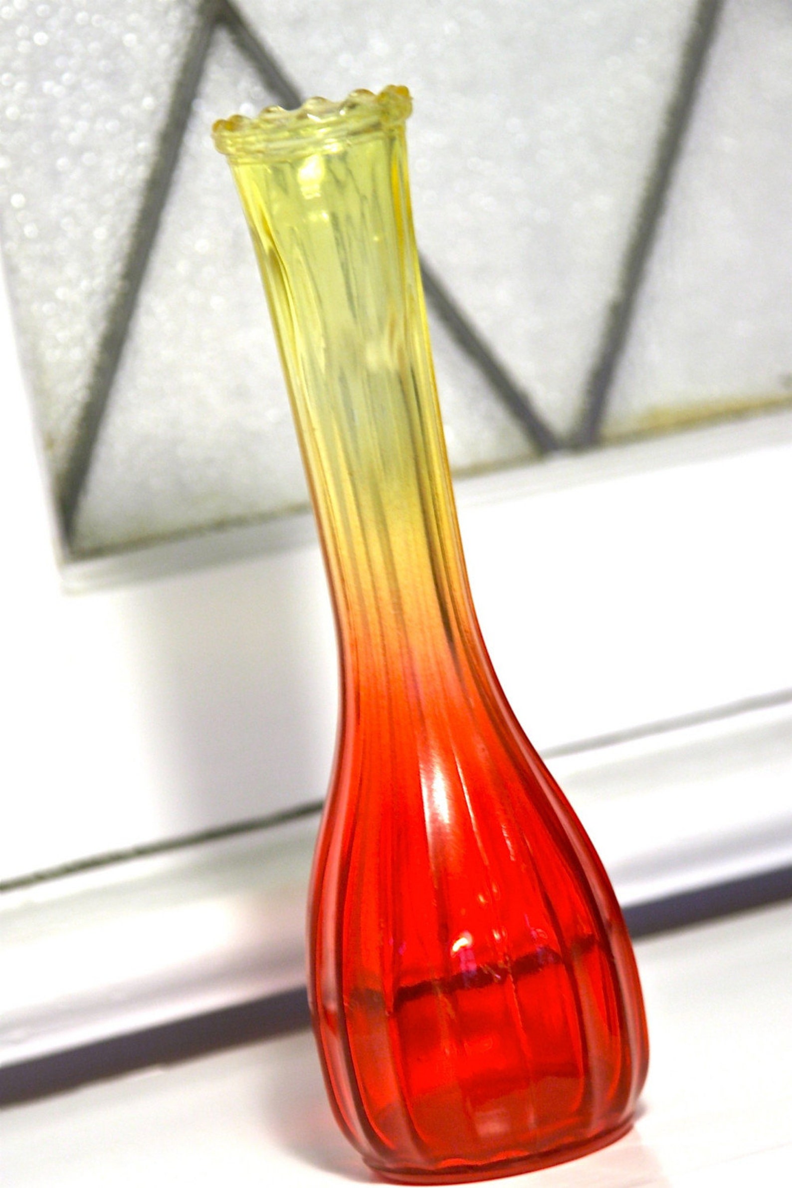 Vintage Glass Amberina Vase 1950's Etsy