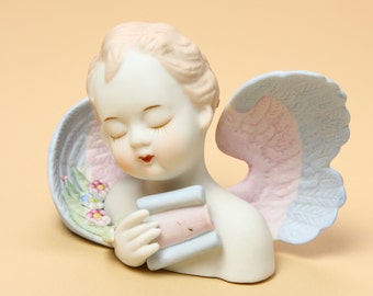 Lefton Musical Angel Figurine 432 - Ceramic Bisque