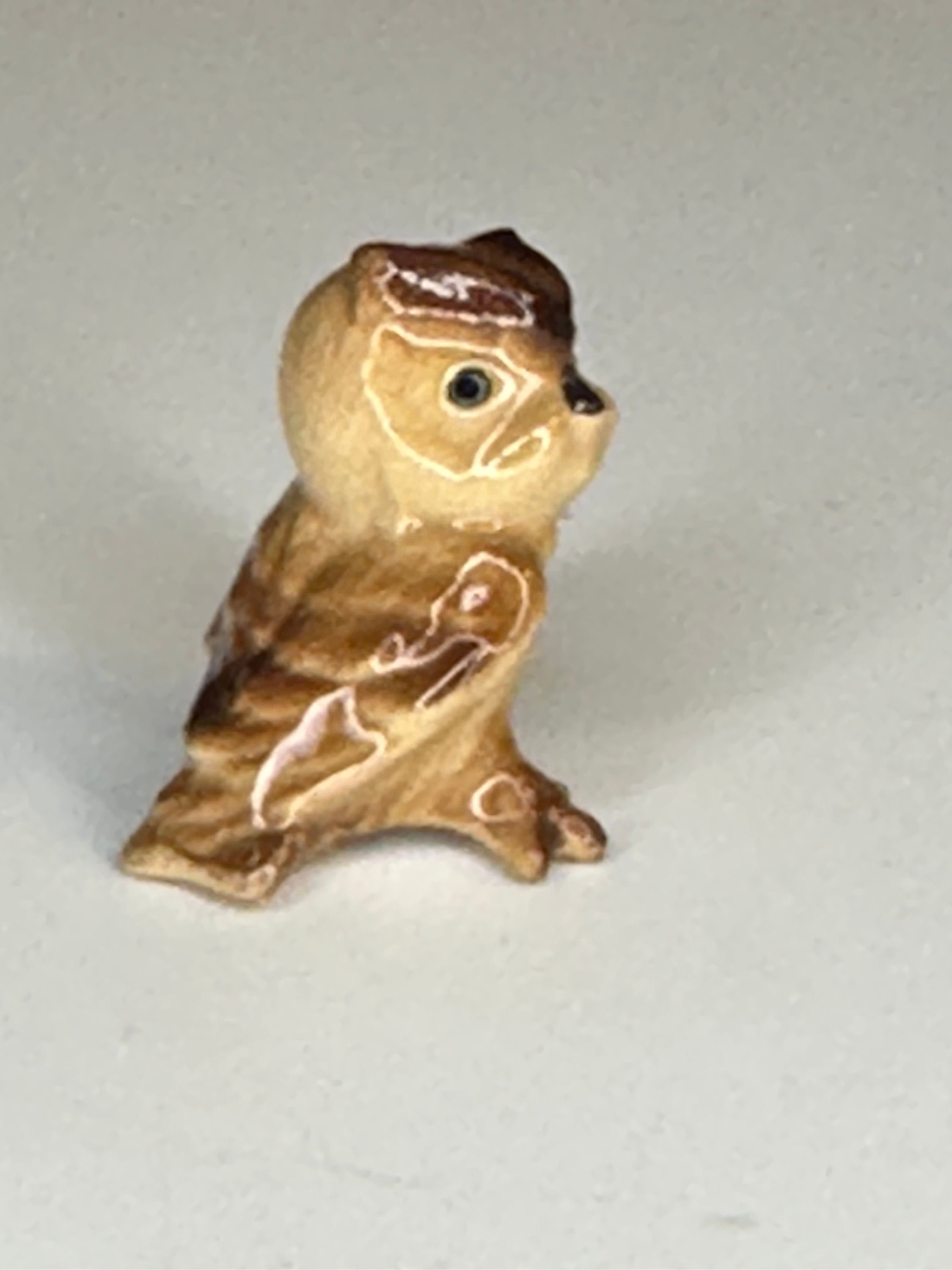 Great Horned Owlet Baby Owl by Hagen Renaker - ceramic figurine - terrarium decoration or gift for o