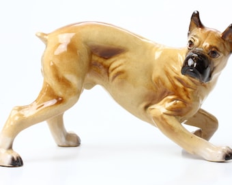 Vintage Lefton Boxer Dog Figurine - Large Ceramic Figure - Dog Lovers Delight!