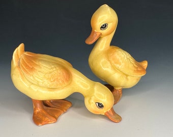 Ceramic Easter Ducklings - Adorable Pair of Lefton Yellow Duckling Figurines - Baby Ducks almost 4 inches tall