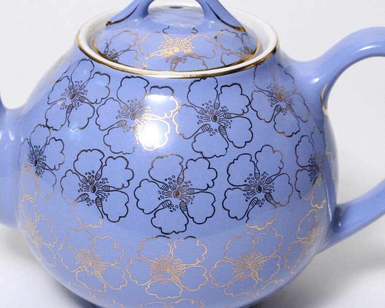 Blue Ceramic Teapot Hall China 'French' 6 cup Etsy