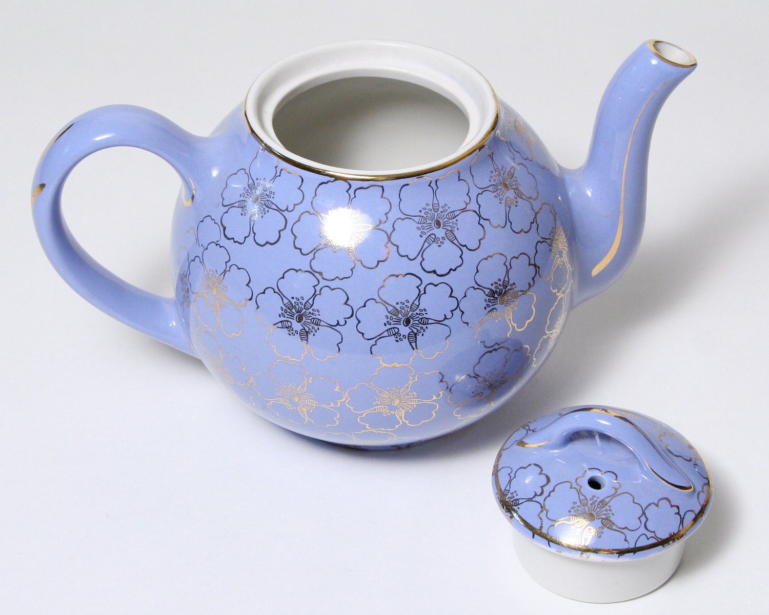blue ceramic teapot
