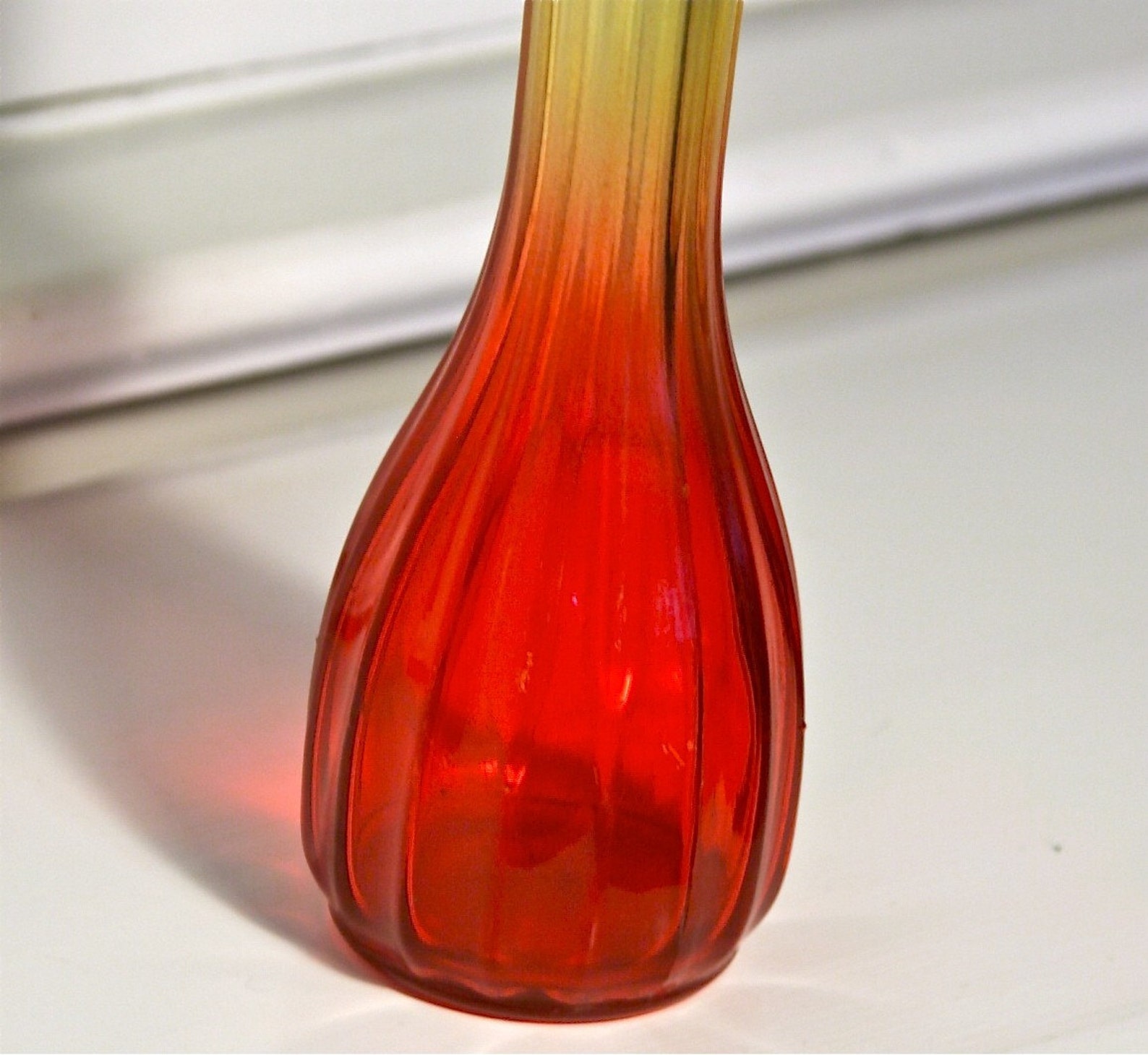 Vintage Glass Amberina Vase 1950's Etsy