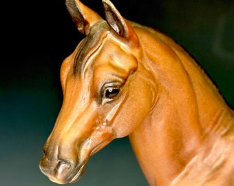 Hagen Renaker DW 8 Inch Quarter Horse Mare - Large Chocolate Brown Bay - 1984-86 designed by Maureen Love - Ceramic Figurine