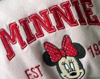 Mickey and Minnie Embroidered Sweatshirt, Disney Couple Matching Shirt, Disneyland Embroidery Crewneck, Magic Kingdom, Disney Trip Shirt