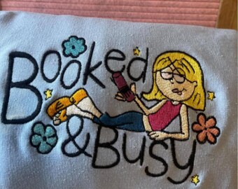 Embroidered Disney Lizzie McGuire Booked & Busy T-Shirt, Cartoon Lizzie McGuire Sweatshirt, 90s Disneyland Tee, Disney Vacation Trip