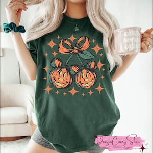Retro Pumpkin Disney Mickey T-Shirt, Halloween Cherry Pumpkin Sweatshirt, Mickey Ghost Pumpkin Hoodie, Halloween Disney Trip 2025 Tee