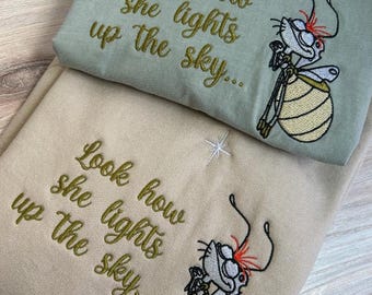 Embroidered Ray Firefly Ma Belle Evangeline Sweatshirt, Disney The Princess and The Frog Look How She Lights Up The Sky Shirt, Disney Tiana