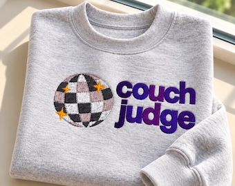 Embroidered Couch Judge Shirt, Team Mirrorball Crewneck Sweatshirt, Disco Ball Shirt, DWTS Inspired, Dancing Fan Gift