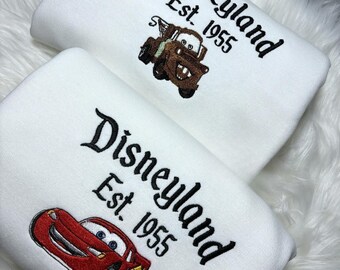 Disneyland Cars Embroidered Crewneck, Lightning McQueen & Tower Sweatshirt, Cars Couple Shirt, Disney Family Matching, Disney Trip Hoodie