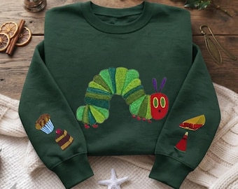 Eat The Rich Embroidered Sweatshirt, Hungry Caterpillar Embroidery Shirt, Activist Crewneck, Book Lover Gift, Teacher Shirt