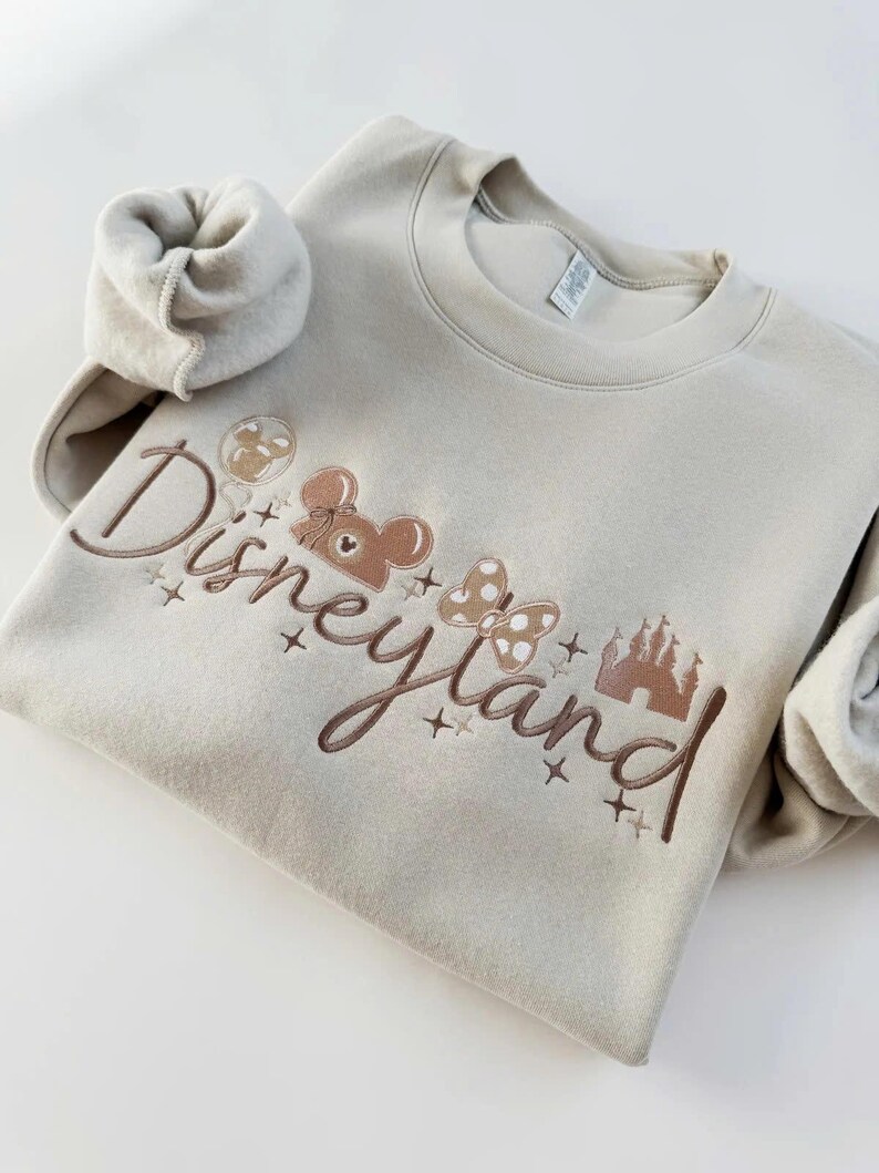 Disneyland Embroidered Crewneck Sweatshirt, Disneyland Coquette Hoodie, Disney Embroidered Shirt, Magic Kingdom, Disney Trip Shirt image 2