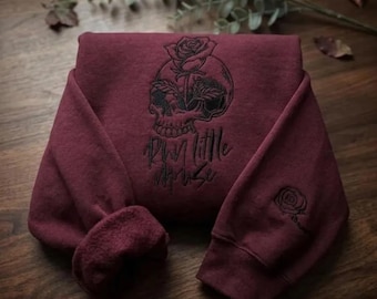 Embroidered Run Little Mouse Shirt, Haunting Adeline Dark Romance Embroidery Sweatshirt, Skull Rose Bookish Hoodie, Booktok Reader Gift
