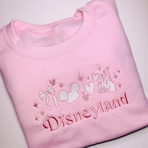 Embroidered Disneyland Crewneck Sweatshirt, Disneyland Coquette Hoodie, Disney Embroidered Shirt, Magic Kingdom Shirt