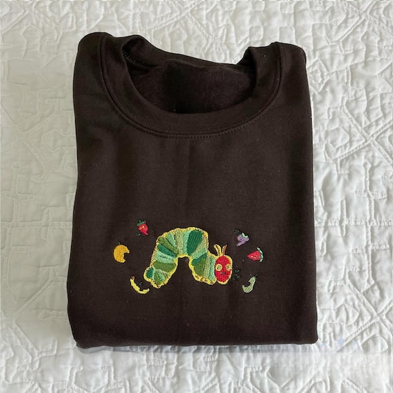 Embroidered Hungry Caterpillar Crewneck Sweatshirt, Eat The Rich Shirt, Cozy Cottagecore Hoodie, Book Lover Gift, Gift for Readers