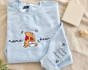 Custom Mama Bear Embroidered Shirt, Winnie the Pooh Mama Bear Sweatshirt, Disney Mama Shirt, Mother's Day Gift, Disneyland Family Trip