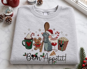 Embroidered Ratatouille Remy Bon Appetit Shirt, Disney Christmas Sweatshirt, Little Chef Remy Tee, Holiday Foodie Hoodie, Disney World Trip