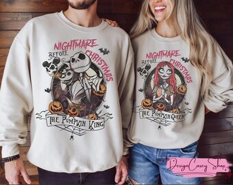 Jack und Sally Halloween T-Shirt, Alptraum vor Weihnachten Sweatshirt, Jack und Sally Disney Halloween Hoodie, passendes Paar T-Shirt