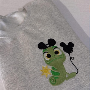 Embroidered Disney Tangled Pascal T-Shirt, Pascal Flower Sweatshirt, Rapunzel Princess Tee, WDW Magic Kingdom Disneyland Family Trip Shirt