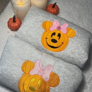 Embroidered Minnie Pumpkin Sweatshirt, Halloween Disney Embroidery Crewneck, Disney Fall Hoodie, Spooky Season, Pumpkin Patch Disney Shirt