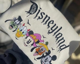 Embroidered Halloween Disneyland Sweatshirt, Disney Mickey and Friends Shirt, Spooky Disney Characters Hoodie, Halloween Disney Shirt