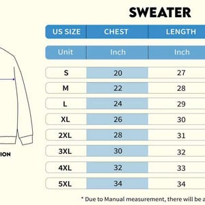 Peut inclure: Illustration d'un pull blanc avec des mesures de poitrine, de longueur et de manches en pouces. Un tableau des tailles r&eacute;pertorie les tailles US de S &agrave; 5XL, avec des mesures de poitrine de 50.8 &agrave; 86.4 cm, des longueurs de 68.6 &agrave; 86.4 cm et des longueurs de manches de 80 &agrave; 97.8 cm.