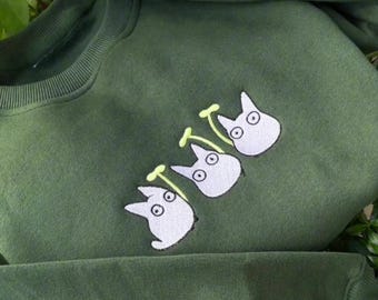 Embroidered Mini Totoro Shirt, My Neighbor Totoro Sweatshirt, Cute Forest Spirit Shirt, Ghilbi Anime Shirt, Gift for Anime Lovers