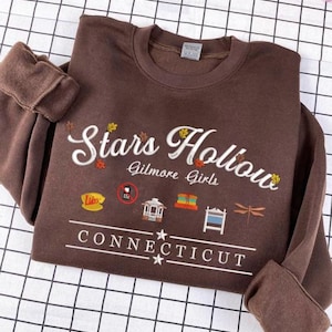 Stars Hallow Connecticut Embroidered Sweatshirt, Stars Hallow Shirt, Bookish Shirt, Fall Embroidery Sweatshirt, Cozy Autumn Crewneck