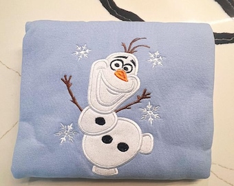 Olaf Embroidered Sweatshirt, Frozen Snowman Holiday Hoodie, Winter Crewneck Sweater, Disney Christmas Shirt, Disneyland Xmas Gift