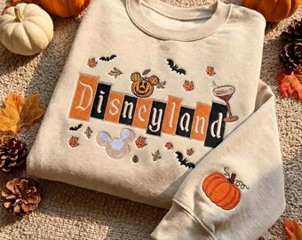 Disneyland Halloween Embroidered Shirt, Mickey Mouse Pumpkin Fall Sweatshirt, Disney Halloween Hoodie, Spooky Park Shirt, Cozy Autumn Gift