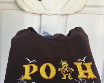 Pooh Halloween Embroidered Sweatshirt, Winnie the Pooh Pumpkin Bear Shirt,  Spooky Fall Pullover, Disney Halloween Shirt, Autumn Hoodie