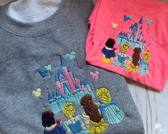 Embroidered Disney Princess Sweatshirt, Magic Castle Princess Shirt, Disney Princess, Disneyworld Princess Girls Gift, Disneyland Trip Tee