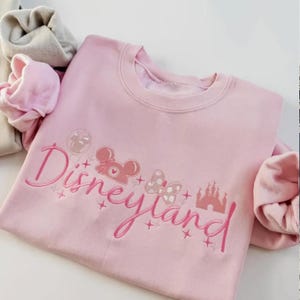 Disneyland Embroidered Crewneck Sweatshirt, Disneyland Coquette Hoodie, Disney Embroidered Shirt, Magic Kingdom, Disney Trip Shirt image 1