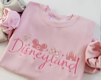 Disneyland Embroidered Crewneck Sweatshirt, Disneyland Coquette Hoodie, Disney Embroidered Shirt, Magic Kingdom, Disney Trip Shirt