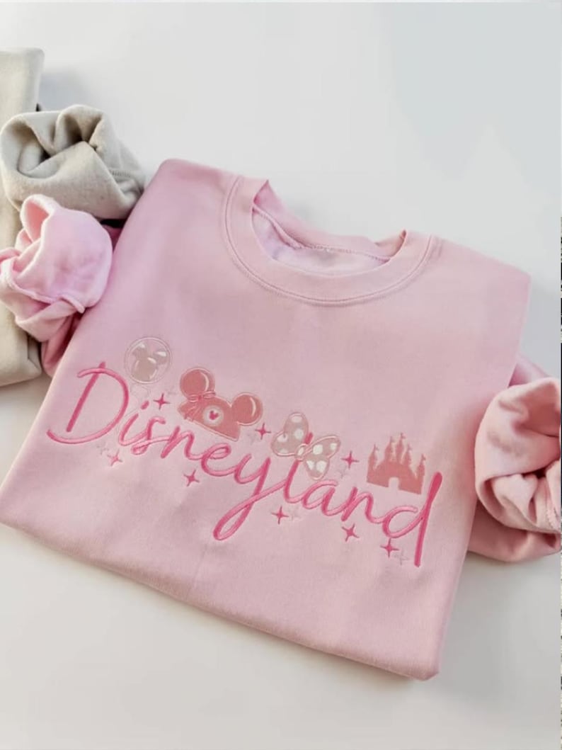 Disneyland Embroidered Crewneck Sweatshirt, Disneyland Coquette Hoodie, Disney Embroidered Shirt, Magic Kingdom, Disney Trip Shirt image 1