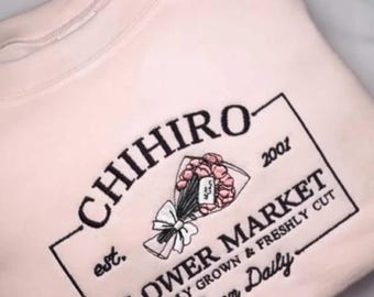 Chihiro Flower Market Embroidered Sweatshirt, Spirited Away Inspired Shirt, Ghilbi Anime Shirt, Magical Aesthetic Pullover, Anime Lover Gift