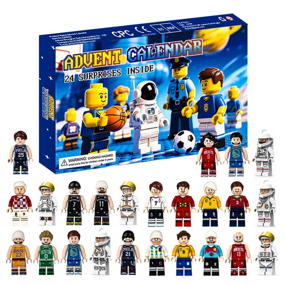 Discover Football & Basketball Advent Calendar, Sports Star 24-Day Countdown Mini Figures, Holiday Box for Kids and Sports Fans, Xmas Gift