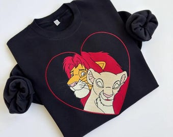 Disney Simba And Nala Embroidered Sweatshirt, Lion King Couple Shirt, Hakuna Matata, Animal Kingdom Shirt, Disney Trip, Disney Valentine Tee