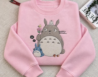Embroidered My Neighbor Totoro Shirt, Totoro Sweatshirt, Studio Ghilbi Inspired Shirt, Cute Anime Embroidery Hoodie, Magical Forest Shirt