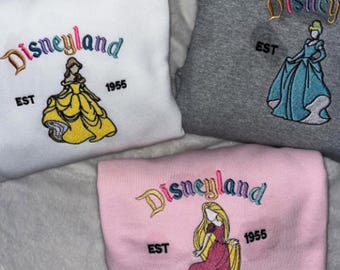 Disneyland Princess Embroidered Sweatshirt, Disney Princess Shirt, Personalized Disney Hoodie, Magic Kingdom Shirt, Disney Girl Trip Tee