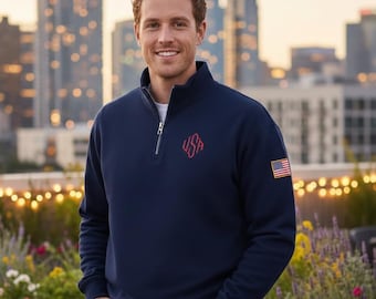 Pull brodé sur mesure avec un drapeau américain sur la manche, pull patriotique unisexe, cadeau pour lui, cadeau d'ancien combattant, fierté des États-Unis