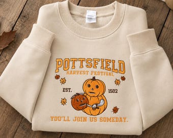 Embroidered Pottsfield Harvest Festival Pumpkin Carver Sweatshirt, Over The Garden Wall Halloween Shirt, Fall Autumn Shirt, Spooky Season