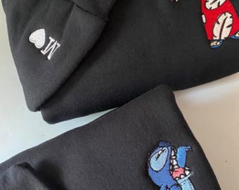 Besticktes Lilo und Stitch Shirt, Disney Paar besticktes Sweatshirt, Stitch Embroidery Hoodie, Freunde Shirt, Disneyland Familienausflug