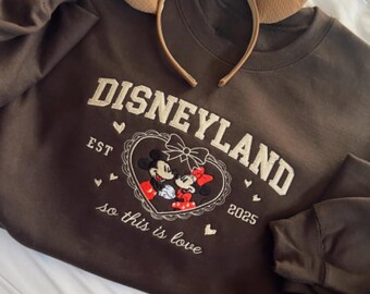 Embroidered Coquette Bows Mickey and Minnie Valentine Sweatshirt, Disney Couple Shirt, WDW Disneyland Sweethearts Shirt, Valentines Day Gift
