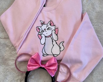 Disney Marie Cat Embroidered Sweatshirt, Disney The Aristocats Shirt, Disney Family Hoodie, WDW Disneyland Trip Sweater, Cat Lover Shirt