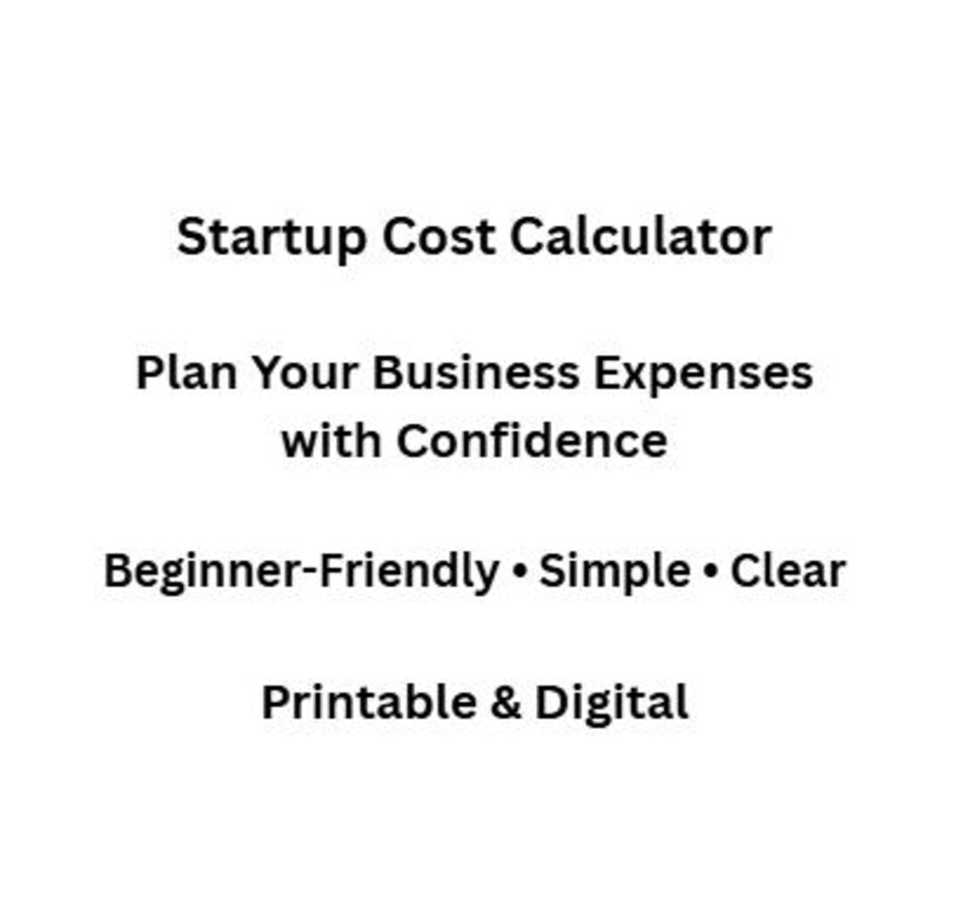 Startup Cost Calculator Printable PDF - Etsy